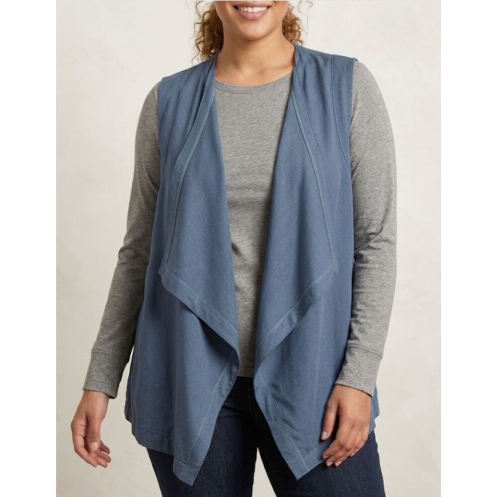 Chico's Dark Blue Draped Open-Front Vest Cardi Sleeveless Women's Size XXL